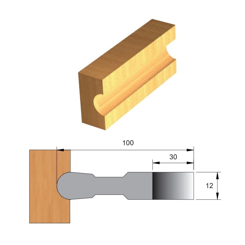 Fresa para Canal Redondo de Aço Ø100 x 12 x 30 - 6 Dentes - Cód. 2540.04